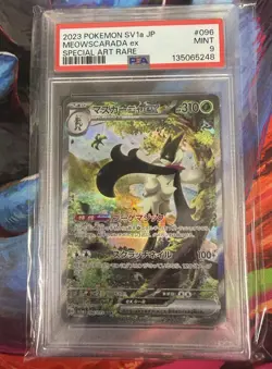 PSA Mint 9 Meowscarada EX 096/073 Triplet Beat SV1A Japanese 2023 Pokemon Card - Image 1