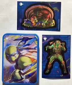 Cool but Rude, The Ooze & Turtles Forever, 2 Stickers & Leonardo Tin - MTG: TMNT - Image 1