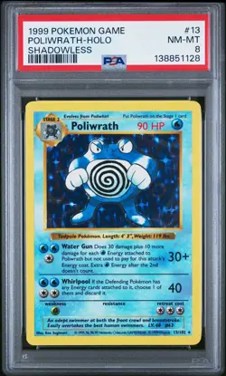 Pokemon 1999 Shadowless Poliwrath #13/102 Base SetHolo - PSA 8 NM-Mint+ New Cert - Image 1