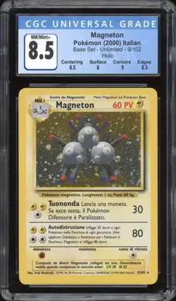 2000 Pokemon ITALIAN Unlimited Base Set Magneton Holo 9/102 CGC 8.5 NM-MINT + - Image 1