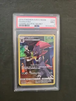 Pokemon Sun & Moon Cosmic Eclipse 238/236 Full Art Weavile Secret PSA 9 - Image 1