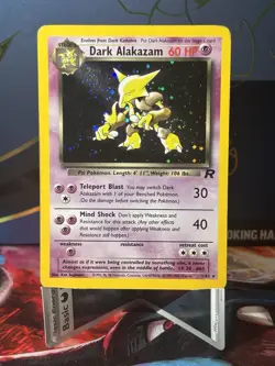 LP Dark Alakazam 1/82 Holo Pokemon TCG Team Rocket Unlimited 2000 with SWIRL - Image 1