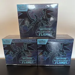 3 Pokemon Mega Evolution Phantasmal Flames Elite Trainer Boxes Factory Sealed! - Image 1
