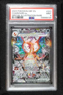 2023 Charizard EX Pokemon Obsidian Flame 223/197 Special Illustration Rare PSA 9 - Image 1