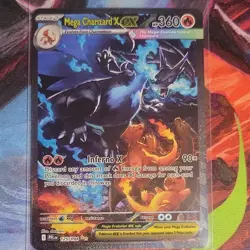 Mega Charizard X EX 125/094 Phantasmal Flames Full Art Holo 360 HP Rare Pokemon - Image 1
