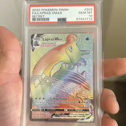 Pokemon Lapras VMAX 203/202 Sword & Shield Secret Rare Holo PSA 10 2020 - Image 1