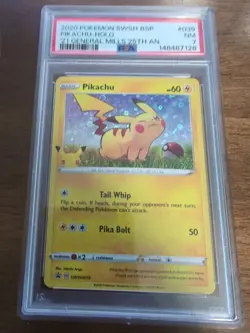 Pikachu SWSH039 25th Anniversary Promo General Mills English Pokemon PSA 7 NM - Image 1