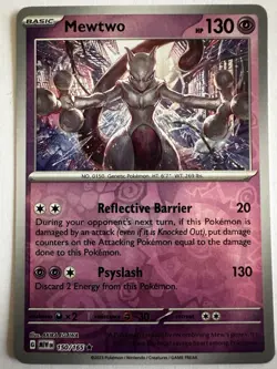 Pokemon Card Mewtwo Pokemon 151 Reverse Holo Rare 150/165 MINT - Image 1