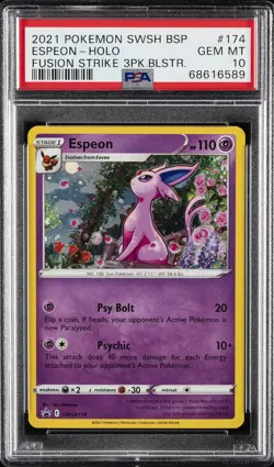 2021 POKEMON SWSH BLACK STAR PROMO #174 ESPEON-HOLO PSA 10 - Image 1