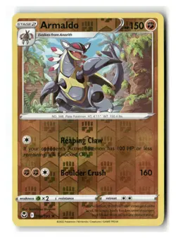 Armaldo 096/195 Rare Silver Tempest Pokemon Reverse Holo Near Mint - Image 1