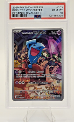 2025 POKEMON SVP EN-SV BLACK STAR PROMO #203 TEAM ROCKET'S WOBBUFFET PSA 10 - Image 2