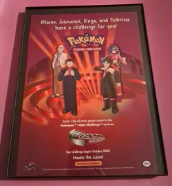 Pokemon TCG Gym Challenge Promo Wall Art Vintage Framed Print Ad 2000 8.5x11 - Image 1