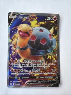 Pokemon TCG Torkoal v 188/202 Full Art Ultra Rare Sword & Shield Base Set - Image 1