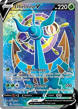 Pokemon TCG Dhelmise V 187/202 Sword & Shield Base Set Full Art Ultra Rare Holo - Image 1