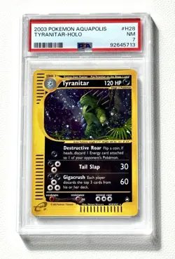 PSA 7 Tyranitar H28 Holo ENG Aquapolis 2003 Pokemon Vintage Great Holo - Image 1