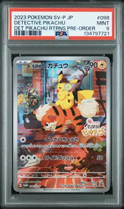 2023 POKEMON JPN SV-P PROMO #098 DETECTIVE PIKACHU PSA 9 - Image 1