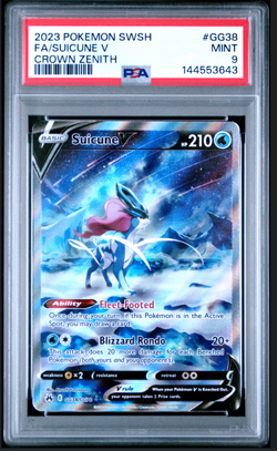 2023 POKEMON SWORD & SHIELD CROWN ZENITH #GG38 FULL ART/SUICUNE V PSA 9 - Image 1