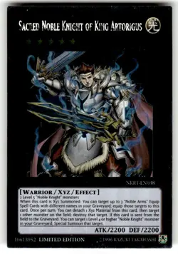 YUGIOH SACRED NOBLE KNIGHT OF KING ARTORIGUS NKRT-EN038 PLATINUM NM - Image 1