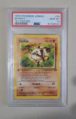 Mankey 1st Edition Jungle 55/64 PSA 10 Gem Mint Pokemon Card 1999 Vintage - Image 1