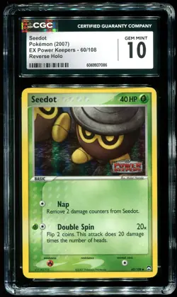 CGC 10 Seedot Reverse Holo EX Power Keepers 2007 Pokemon Card #60 - Image 1