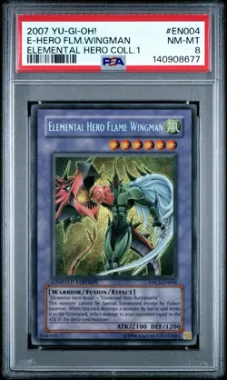 2007 Yu-Gi-Oh! Elemental HERO Flame Wingman EHC1 Limited Edition Secret PSA 8 - Image 1