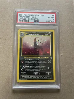 HOUNDOOM 2001 Pokemon Neo revelation DOUBLE HOLO ERROR #8 PSA 6 Swirl 🔥🔥🔥 - Image 1