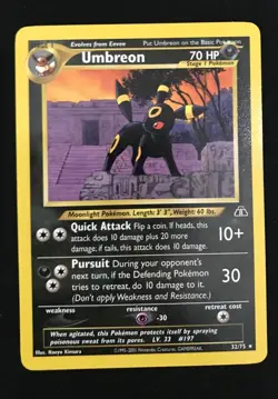 🔥 Umbreon #32/75 | Unlimited Non Holo Rare LP | Neo Discovery 2001 Pokemon Card - Image 1