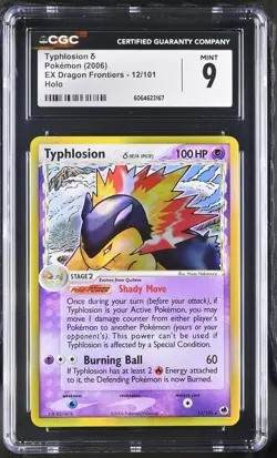 CGC 9 MINT Typhlosion 2006 EX Dragon Frontiers 12/101 Holo Pokemon Card - Image 1