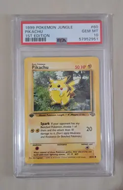 Pikachu 1st Edition Jungle 60/64 PSA 10 Gem Mint Pokemon Card 1999 Vintage - Image 1