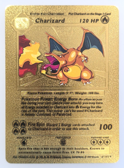 Pokemon Charizard 120hp Gold Foil Fan Art Collector Card TCG - Image 1