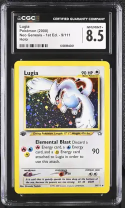 (PSA) CGC 8.5 Lugia 1st Edition Neo Genesis Holo Rare Pokemon Card #9 Clean - Image 1