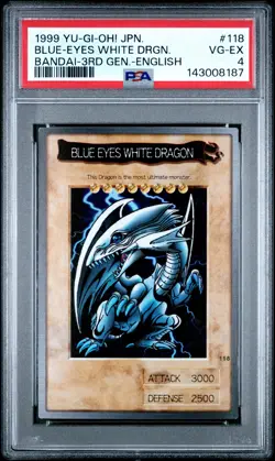 1999 YU-GI-OH! JPN BANDAI-3RD GENERATION ENGLISH BLUE-EYES WHITE DRAGON PSA 4 - Image 1