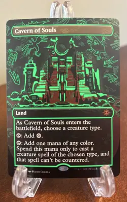 MTG Cavern of Souls 0410f Borderless Foil Neon Green Ink Lost Caverns of Ixalan - Image 1