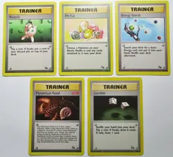 5 Pokemon Fossil Trainer Card Mr Fuji Energy Search Gambler Recycle Mysterious - Image 1
