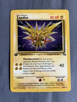 Zapdos 30/62 Fossil First Edition Non-Holo Rare NM 8 Or 9 Pokemon Card WOTC - Image 3