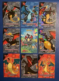 Shiny Charizard FULL SET - Cracked Ice Holo - Team Rocket Database 9 Cards - Image 1