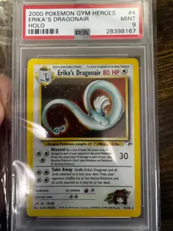 PSA 9 MINT Erika’s Dragonair 4/132 Gym Heroes Holo Rare Pokemon Card - Image 1