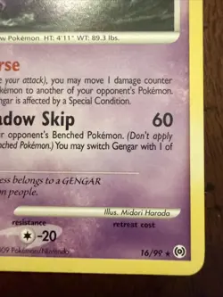 Pokemon Gengar 16/99 2009 Stage 2 110 HP 60 Attack Regular Card LP - Image 4