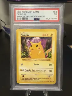 Pikachu Red Cheeks Base Set Shadowless Card 058/102 PSA 1 - Image 1