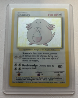 Chansey Holo Rare 1999 3/102 Base Set Unlimited Pokemon TCG - Image 1