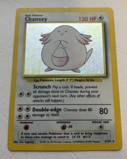 Chansey Holo Rare 1999 3/102 Base Set Unlimited Pokemon TCG - Image 2
