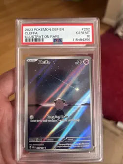 2023 POKEMON CLEFFA SV03 OBSIDIAN FLAMES ILLUSTRATION RARE 202/197 HOLO PSA 10 - Image 1