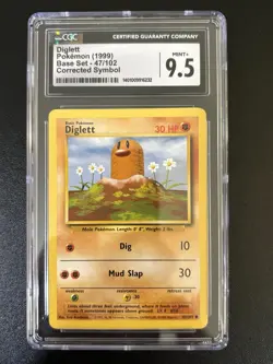 Diglett Rare CORRECTED SYMBOL Vintage 1999 WOtC Base Set Pokemon Card CGC 9.5 M+ - Image 1