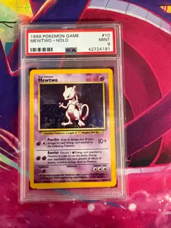 Mewtwo 10/102 Base Set PSA Graded 9 English Pokemon TCG - Image 1