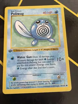 Pokemon Card Poliwag Shadowless Base Set 1st Edition Common 59/102 Near Mint - Image 1