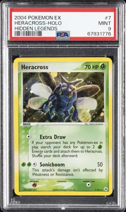 2004 POKEMON EX HIDDEN LEGENDS #7 HERACROSS-HOLO PSA 9 - Image 1