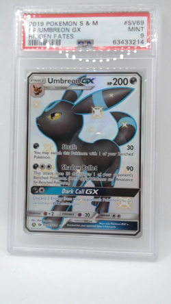 2019 POKEMON SUN & MOON HIDDEN FATES SV69 UMBREON GX SV69/SV94 PSA 9 - Image 1