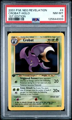 2001 POKEMON NEO REVELATION 1ST ED #4 CROBAT-HOLO PSA 8 - Image 1