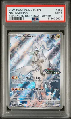 2025 POKEMON JTG EN-JOURNEY TOGETHER #167 N'S RESHIRAM PSA 9 - Image 1