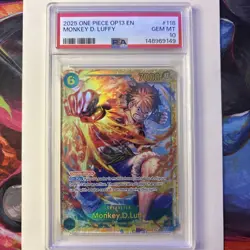 One Piece Monkey D. Luffy Card Game OP13-118 Carrying On His Will PSA 10 - Image 1